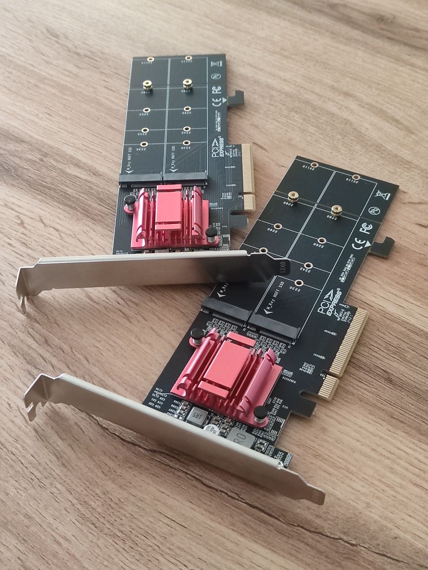 Dwa adaptery AXAGON PCEM2-ND PCIe 2x NVMe M.2