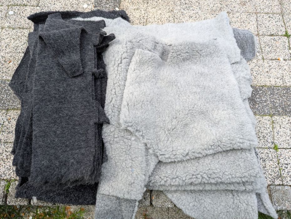 Ścinki kawałki materiału wełna baranek