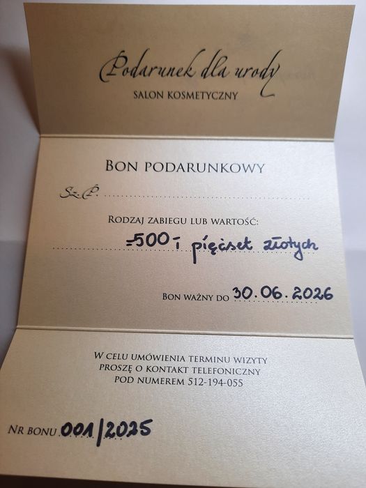 Bon voucher podarunkowy