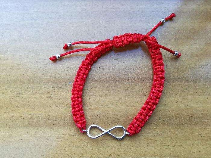 pulseira vermelha com infinito - artigo em prata