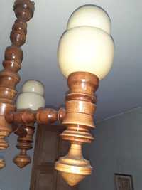 Lampa toczona drewniana PRL