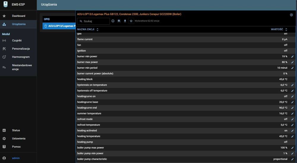 Interfejs smart EMS do pieca kotła pompy ciepła Buderus Bosch Junkers