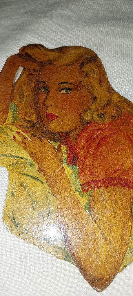 Pintura  em madeira de adolescente, em 1950