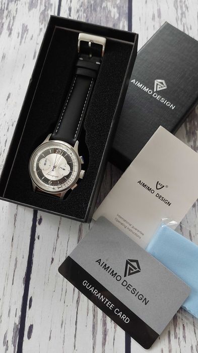 Kwarcowy chronograf Aimimo, Heritage Tuxedo homage (Seiko VK64)