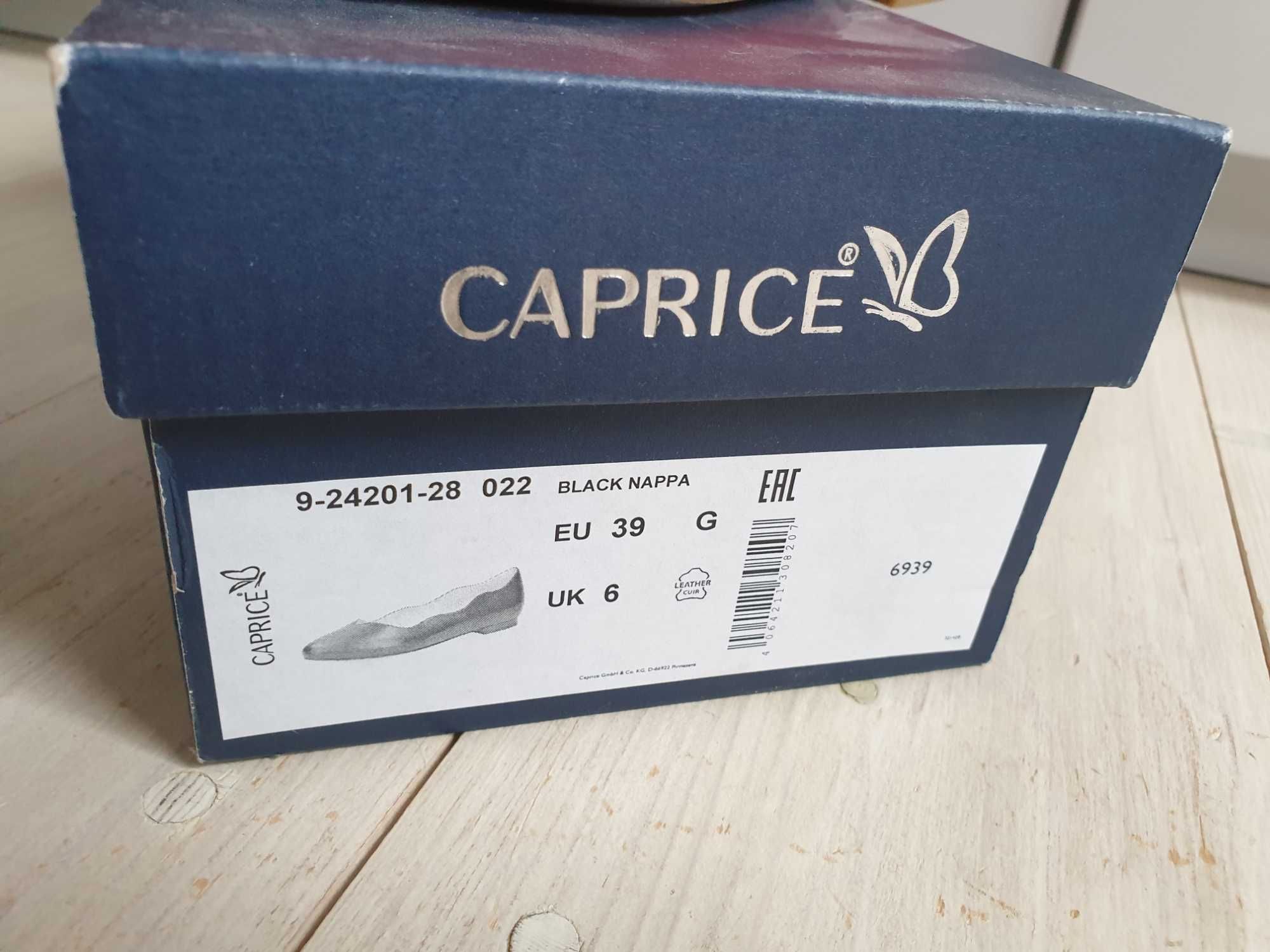 Pomarańczowe baleriny buty Caprice 39