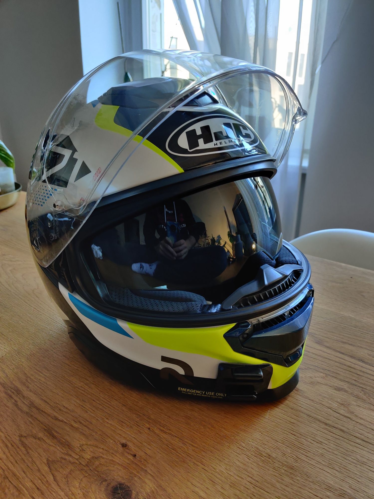 Kask motocyklowy hjc Rpha 71 hapel rozmiar m niebieski żółty