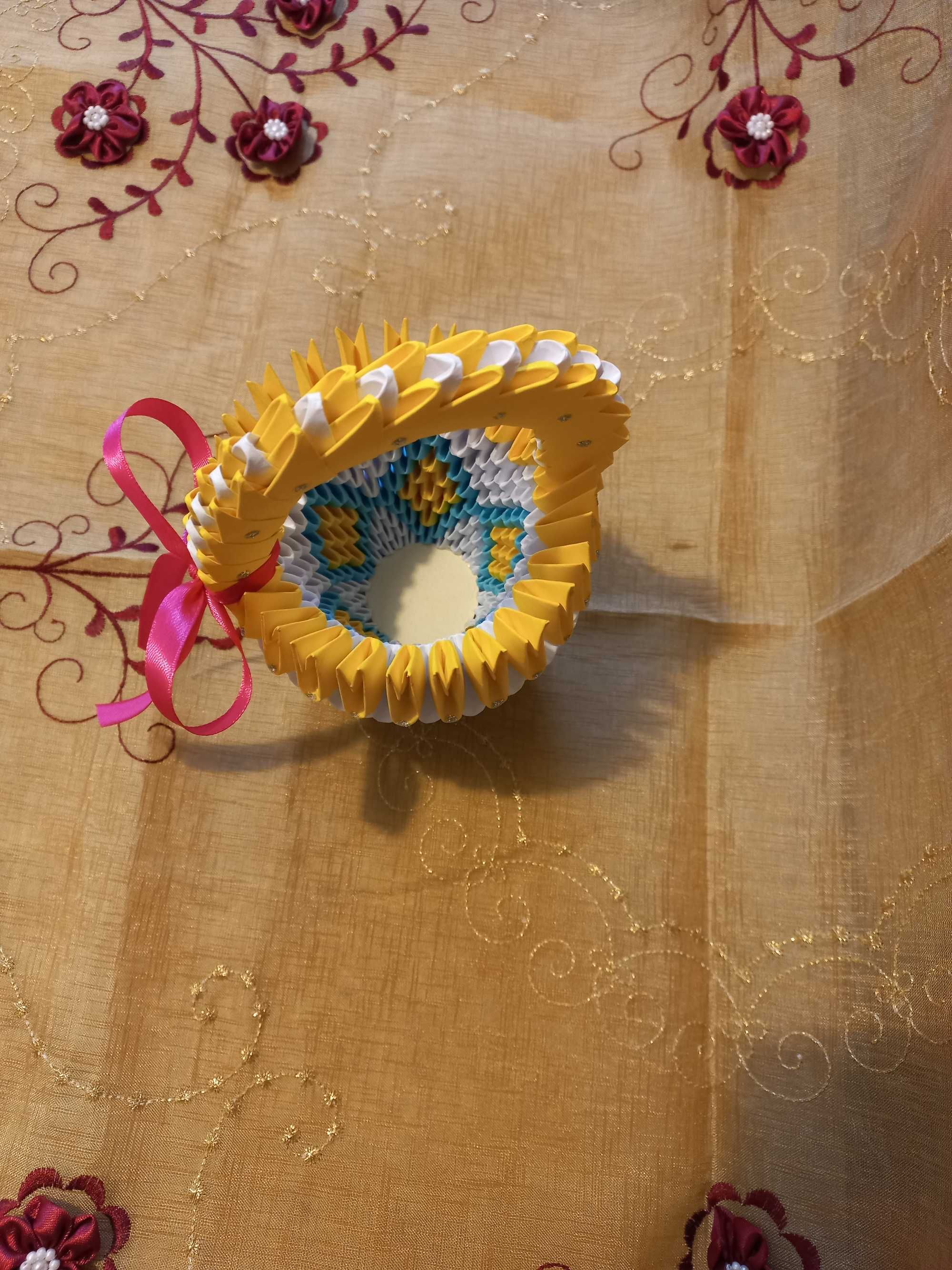 PERŁOWY koszyczek - prezent dekoracja (rękodzieło origami)