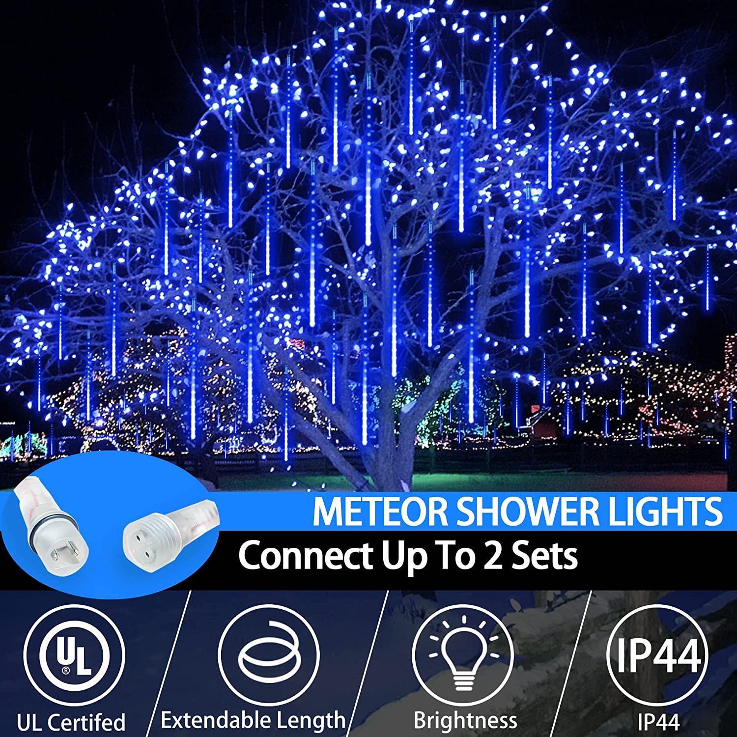 Łańcuch świetlny LED deszcz meteorytów 10 tub 30cm niebieski sople 4m