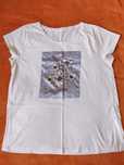 Biały T-shirt XL Kwiaty fiolet