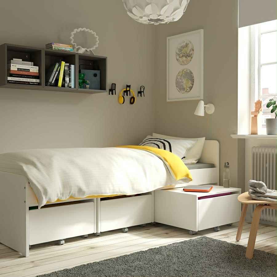 łóżko ikea slakt 3 szuflady 96 x 206cm jak nowe