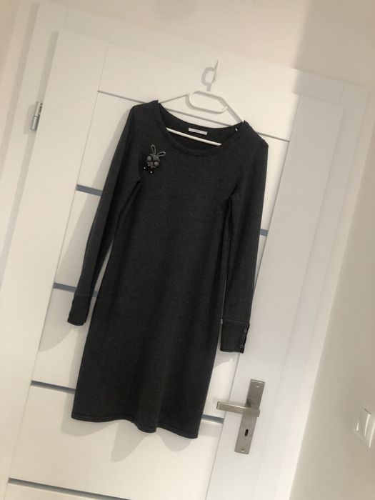 Dzianinowa sukienka grafitowa 36 Esprit