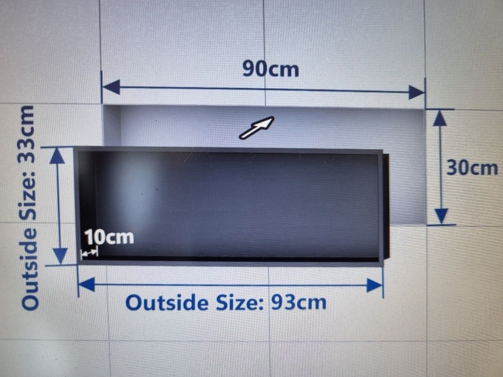 Neodrain półka wnekowa kołnierz lazienkowy czarny  90x30x10
