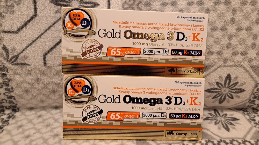 Nowe Opakowanie Gold Omega 3 D3 K2 firmy Olimp