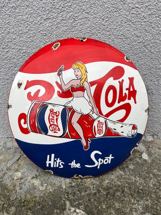 Vintage szyld emaliowany Pepsi Cola emalia tablica reklama USA