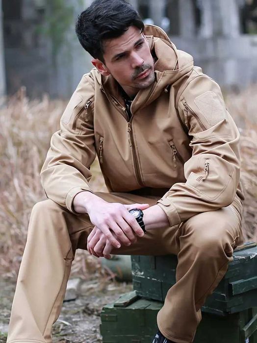 Softshell костюм чоловічий водостійкий фліс ЧОРНИЙ ОЛИВКОВИЙ КОЙОТ