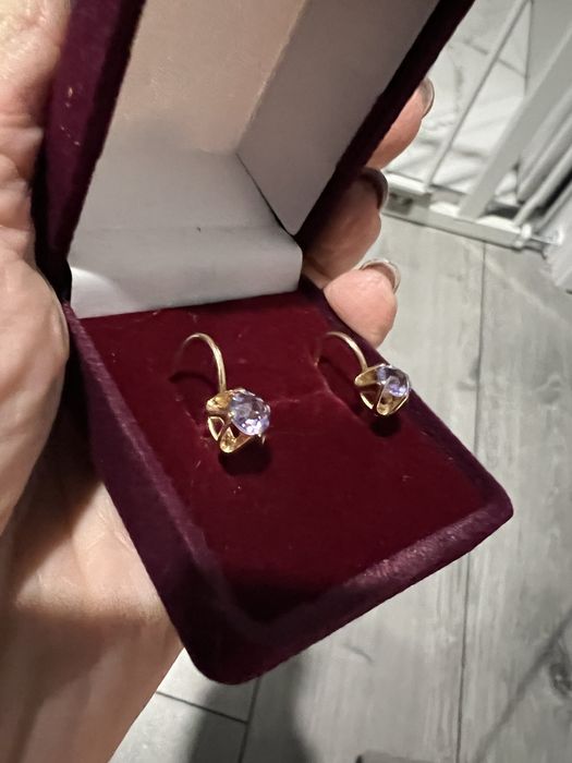 Серьги ссср  583 пробы с александритом