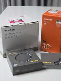 Obiektyw Sony E - Tamron 28- 75 G2 oraz Sony FE20mm + filtry