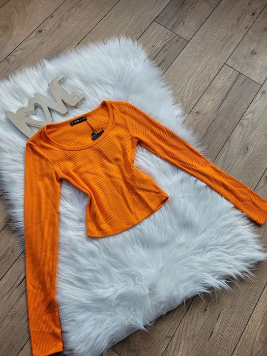 Pomarańczowa bluzka prążek top xxs
