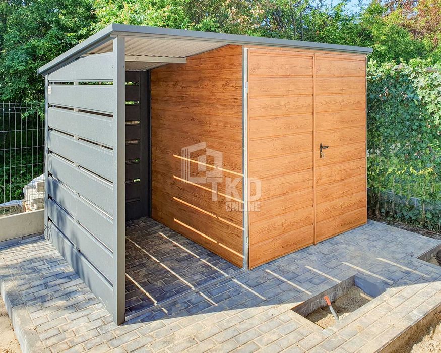Schowek - Domek Ogrodowy 2X2 + Wiata 1,2M - Brama Dwuskrzydłowa Tkd242