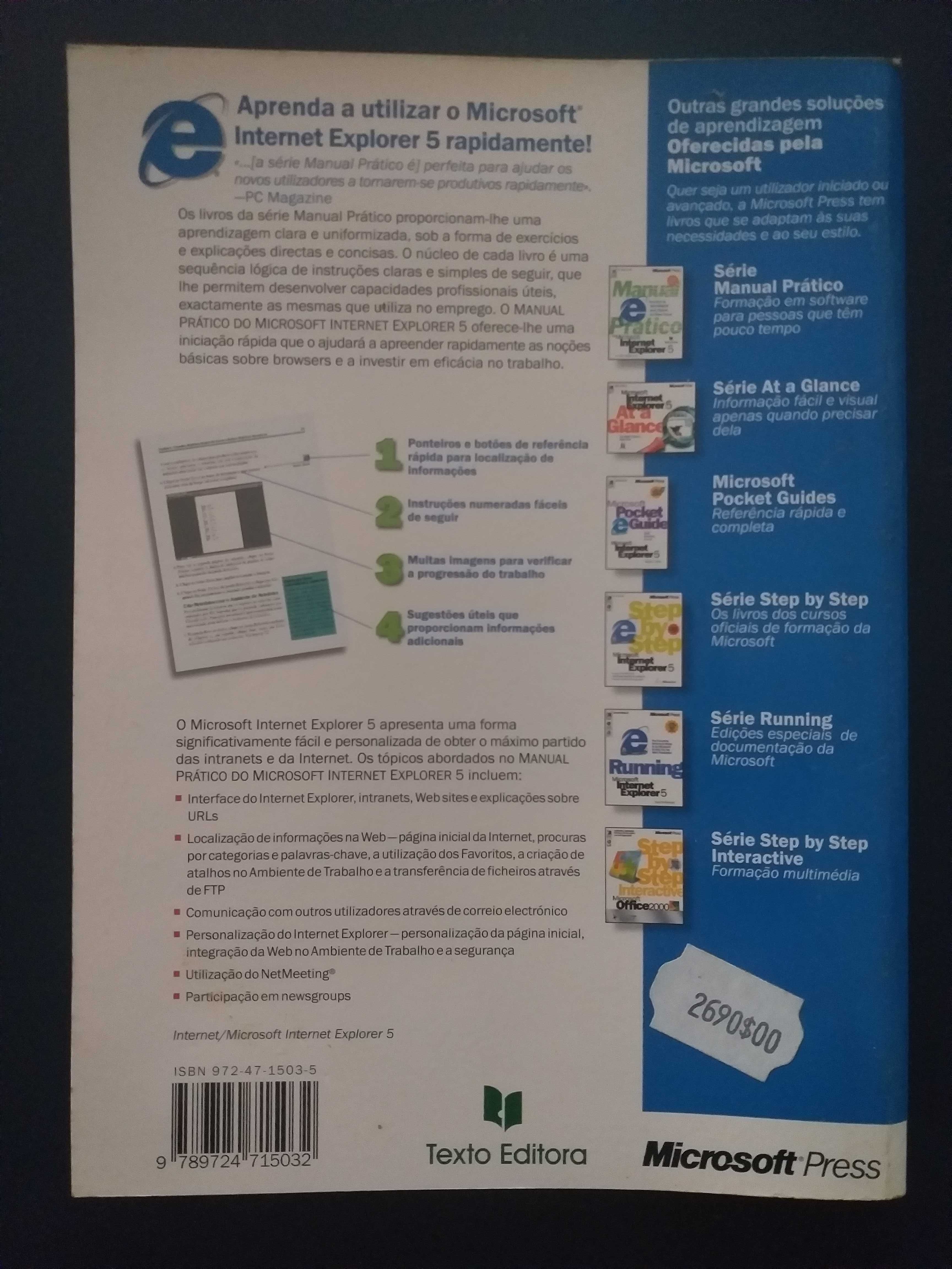 Livro "Manual Prático do Microsoft Internet Explorer 5" da Microsoft
