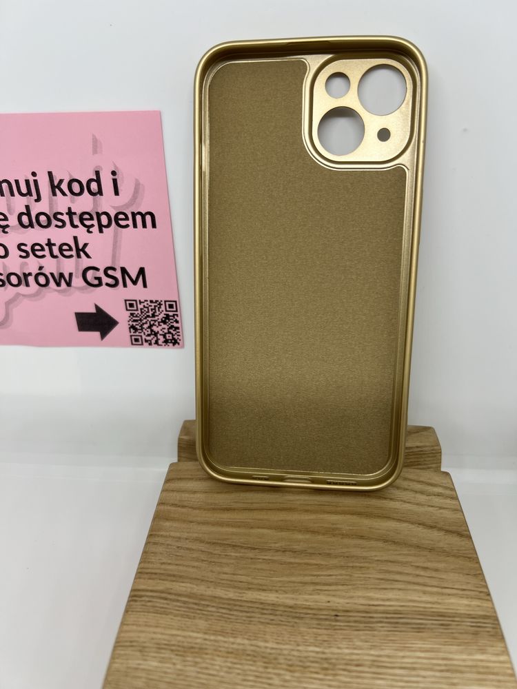 Etui Metallic do iPhone 14 | mikrofibra | złoty