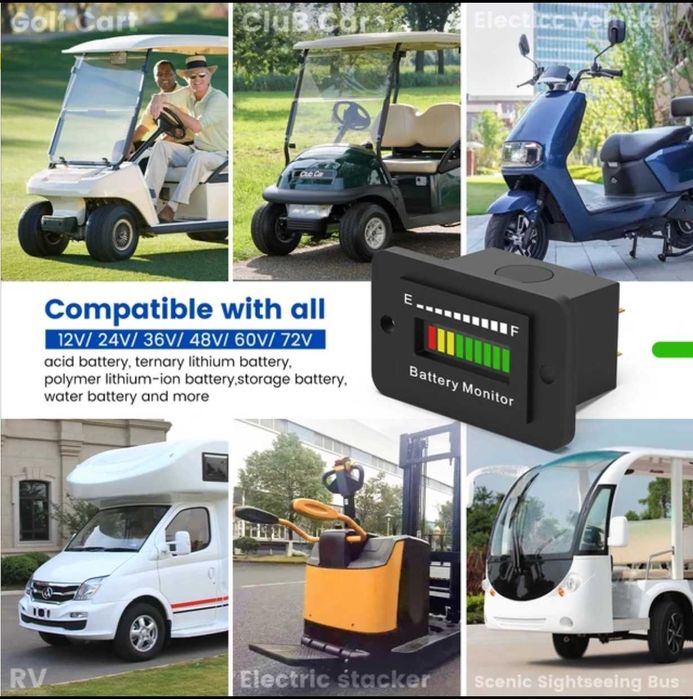 Wodoodporny wskaźnik pojemności akumulatora 12 V-72 V