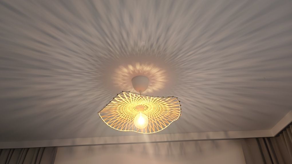 Lampa pokojowa, 3 szt, klosz pleciony boho
