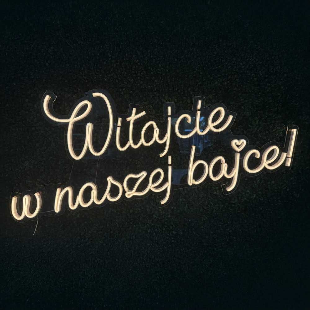 Neon LED „Witajcie w naszej bajce!” – WYNAJEM na wesele!