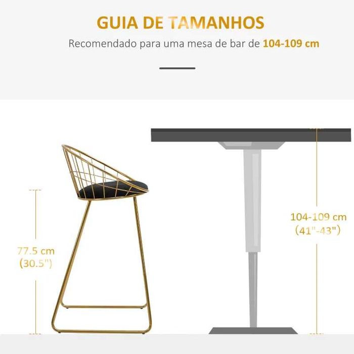 Conjunto de 2 Bancos Altos Dourados