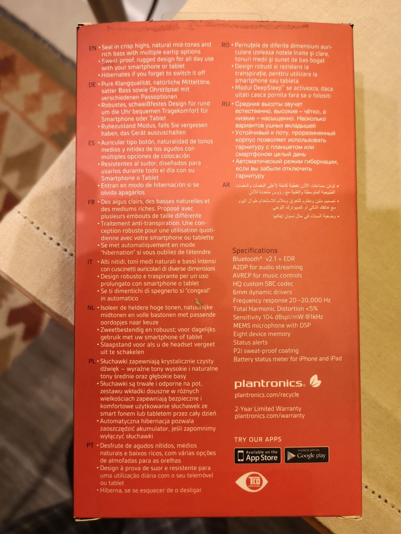 Auriculares sem fios Plantronics Backbeat Go 2