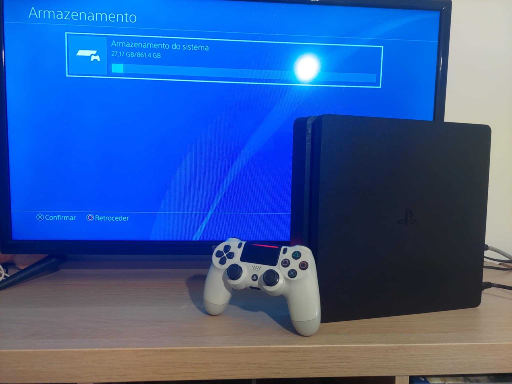 Ps4 Slim de 1 TB Com software 11.00 + 1 Comando Original branco