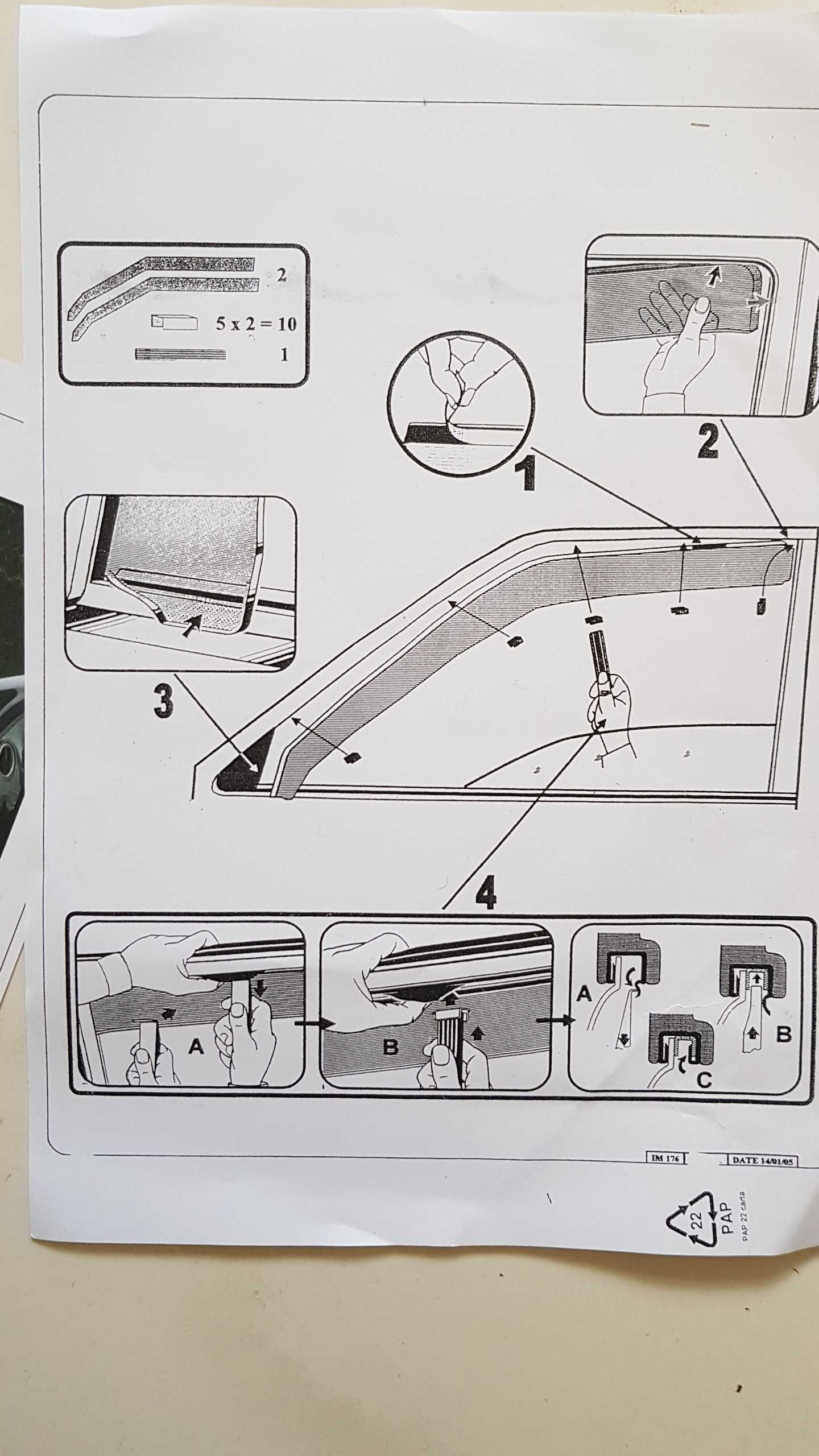 PANDA Fiat chuventos deflectores abas vidros lateral novo