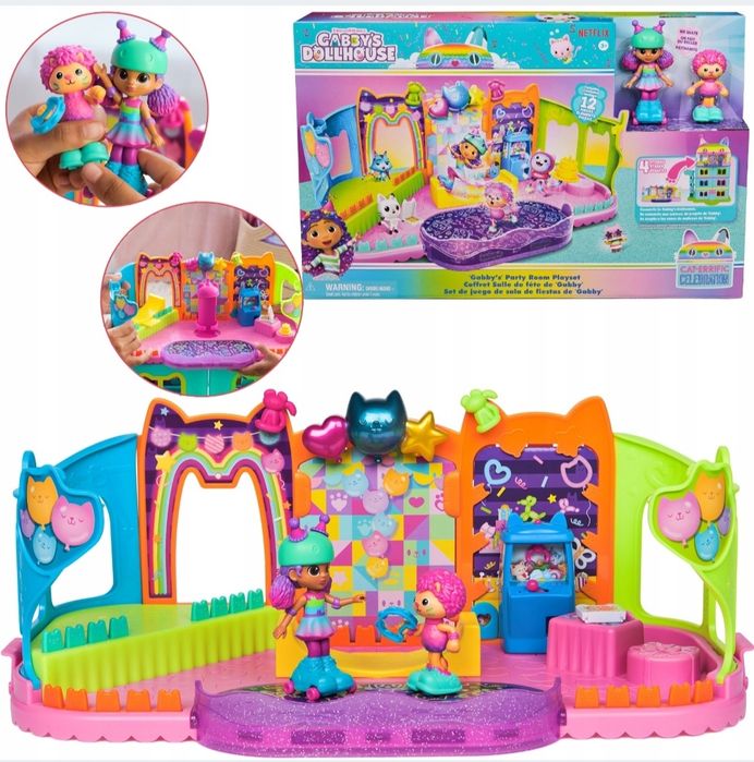 KOCI DOMEK GABI DUŻY zestaw pokój imprezowy z rampą + 2 figurki