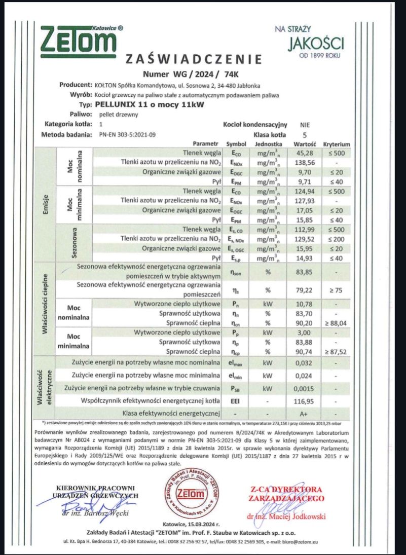 Kołton Pellunix 11kw na pellet i drewno z Montażem