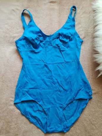 Niebieski strój jednoczęściowy kąpielowy vintage rozmiar 44 XXL