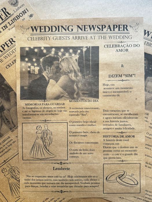 Fotos Instantâneas no Seu Casamento em Formato de Jornal