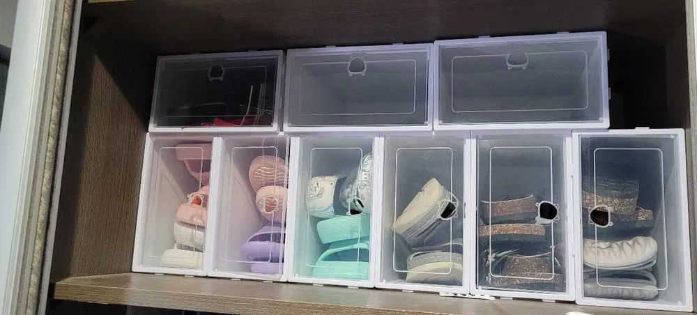 Pudełko pojemnik organizer na buty z klapą pudełka do szafy zestaw x10