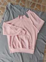 Bluza oversize różowa ciepła M z półgolfem