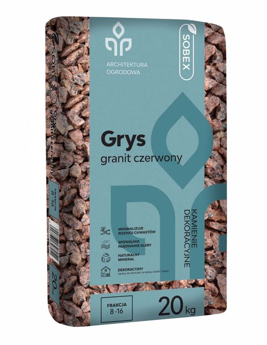 GRANIT CZERWONY kamień dekoracyjny do ogrodu Grys 20kg Sobex ogród
