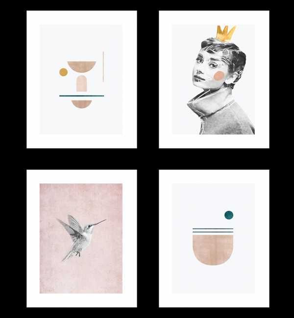 Minimalistyczne Plakaty Pastelowe - Audrey Hepburn i Koliber
