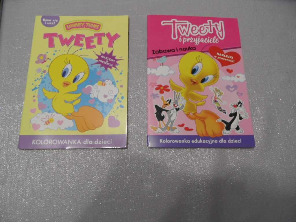 2x kolorowanka edukacyjna dla dzieci Tweety  + naklejki