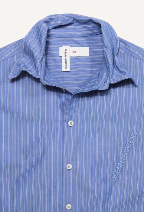 Popelinowa niebieska damska koszula Glenn Martens x H&M – rozmiar S