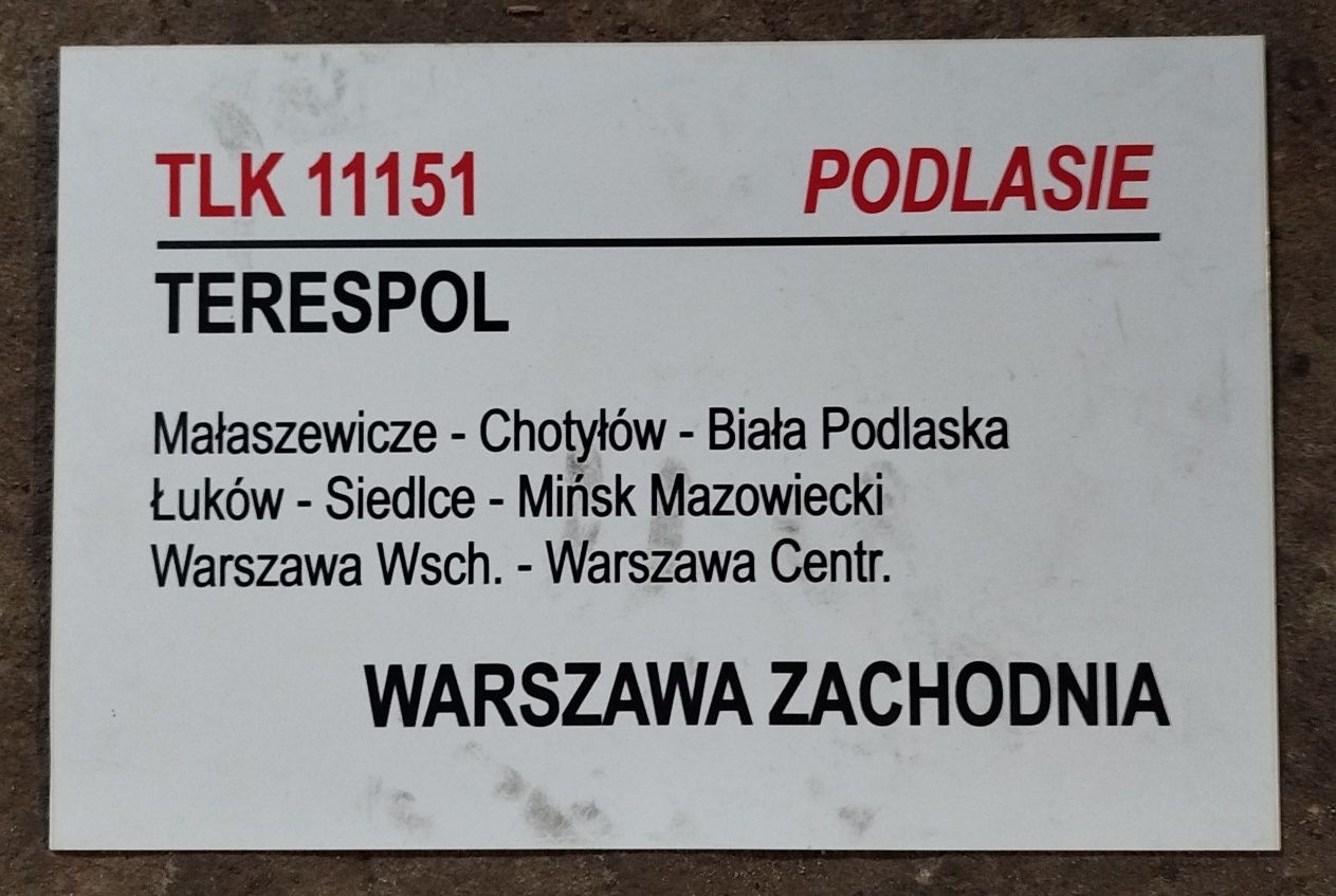 Tablica kierunkowa TLK Podlasie