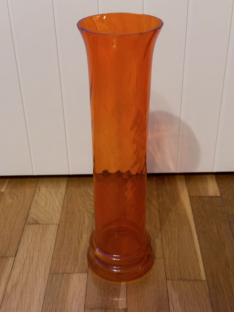 Pomarańczowy wysoki wazon PRL