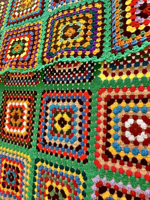 Vinatge Colcha La Crochet feita mao