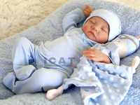 Boneca bebé reborn menino 2Kg num mala de maternidade Cabeça flexível