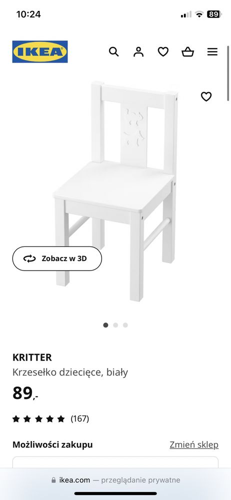 Biurko dla dziecka SUNDVIK ikea biały 60x45 cm i krzesełko Kritter