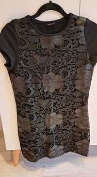 Czarna bluzka Mohito tunika XS z skórkowym wzorem