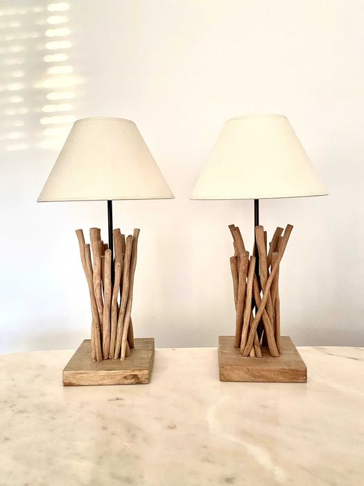 Candeeiros vintage madeira (par)