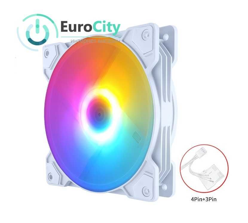 Кулер к корпусу для ПК QiuzAim QH-120 Black/White RGB подсветка